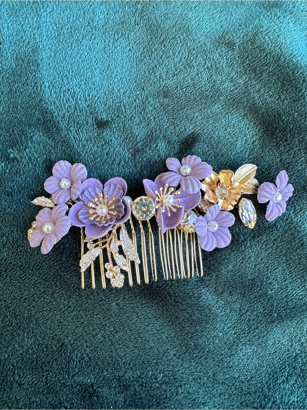 Purple floral hair piece